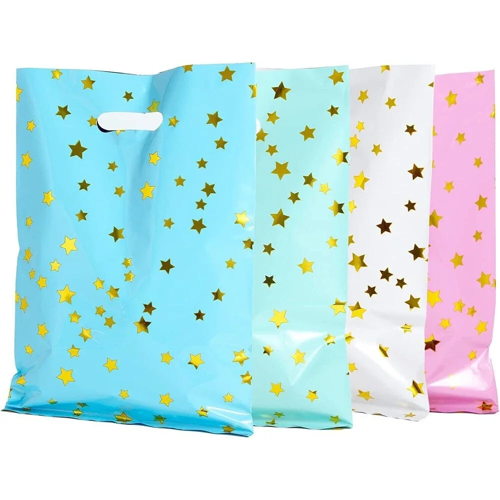 40PCS Party Favor Bags for Kids, Adults - Plastic Birthday Goodie Bags W/ Stars